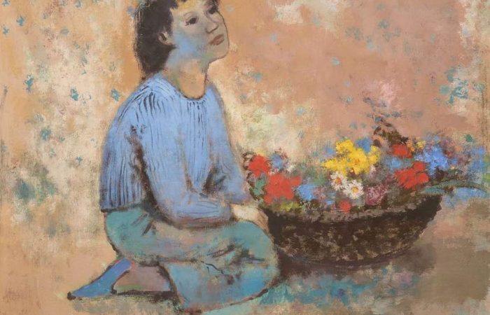 Painting of girl with flowers