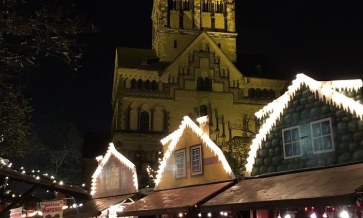 Christmas market stands